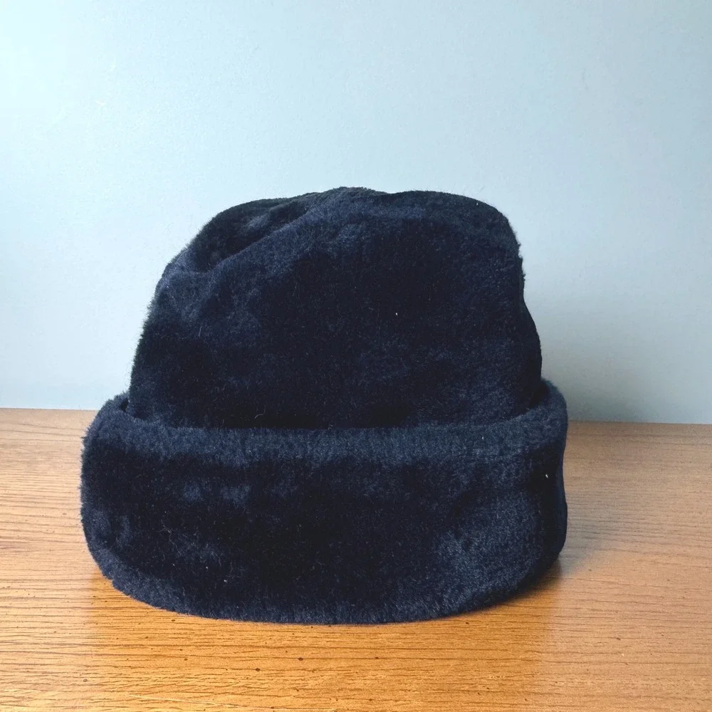 Vintage Children's Union‎ Made Faux Fur Winter Hat Lined Fold Over Brim